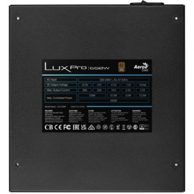 Fuente de Alimentación Aerocool LUXPRO650/ 650W/ Ventilador 14cm/ 80 Plus Bronze