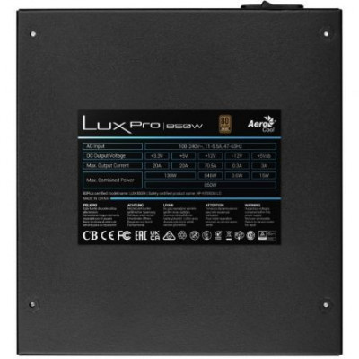 Fuente de Alimentación Aerocool LUXPRO850/ 850W/ Ventilador 14cm/ 80 Plus Bronze